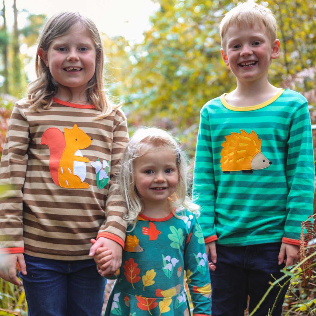 Autumn Kidswear with Hedgehogs, Sparrows, and Squirrels - Toby Tiger UK Retail