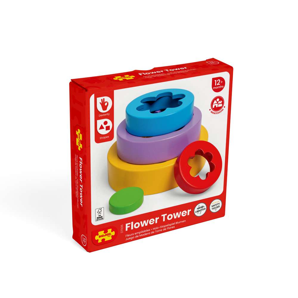 Flower Tower - Wooden Stacking Toy - Toby Tiger