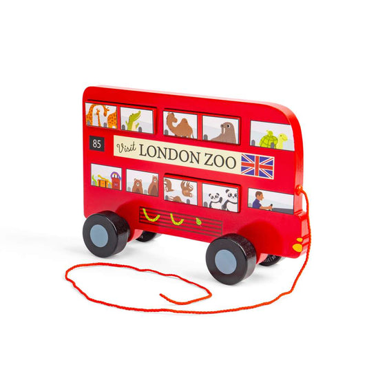 London Bus Pull Along - Wooden Toy - Toby Tiger