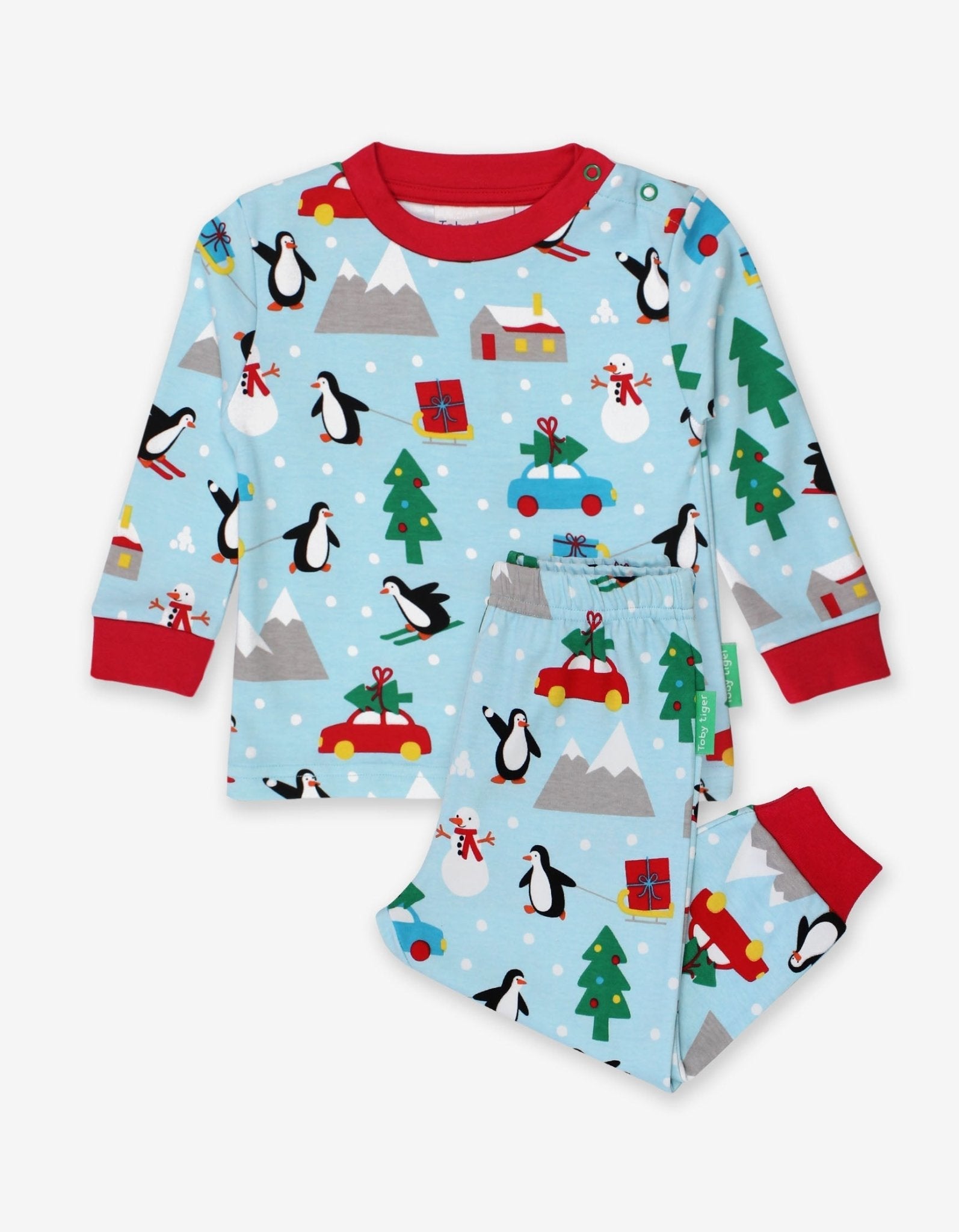 Organic Penguin's Christmas Print Adult Pyjamas - Toby Tiger UK Retail