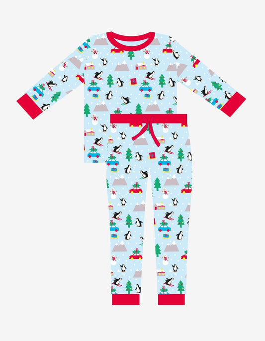 Organic Penguin's Christmas Print Adult Pyjamas - Toby Tiger UK Retail