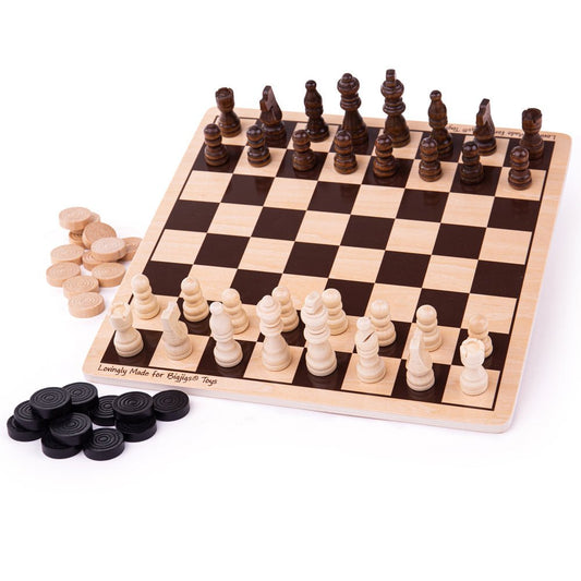 Draughts and Chess Set - FSC® Certified Wood - Toby Tiger