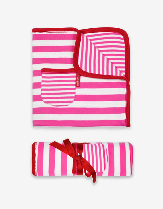 Organic Pink and White Stripe Blanket - Toby Tiger UK Retail