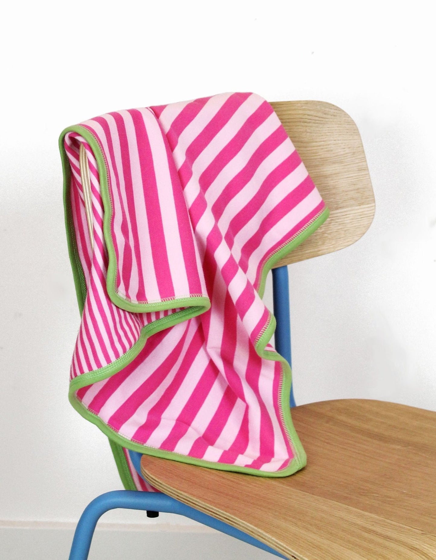 Organic Pink and Green Stripe Blanket - Toby Tiger UK Retail