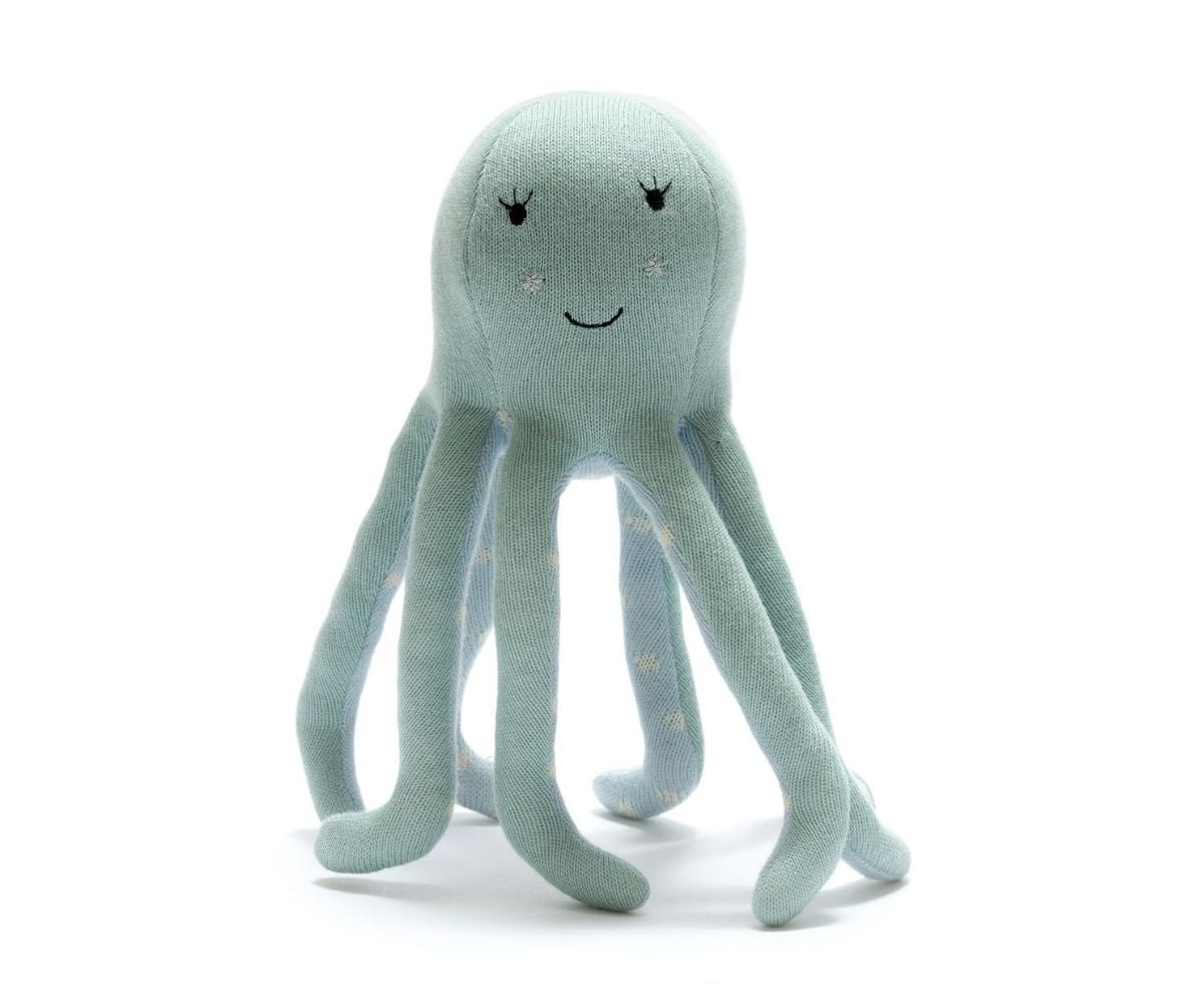 Organic Octopus Soft Toy Sea Green - Toby Tiger