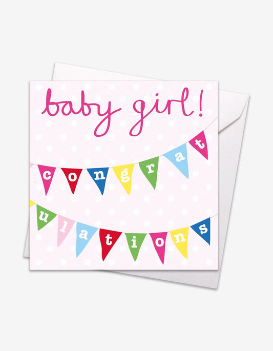 Girl Bunting Baby Card - Toby Tiger UK Retail