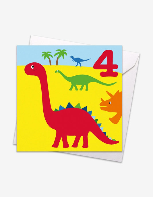 Age 4 Dinos Birthday Card - Toby Tiger UK Retail