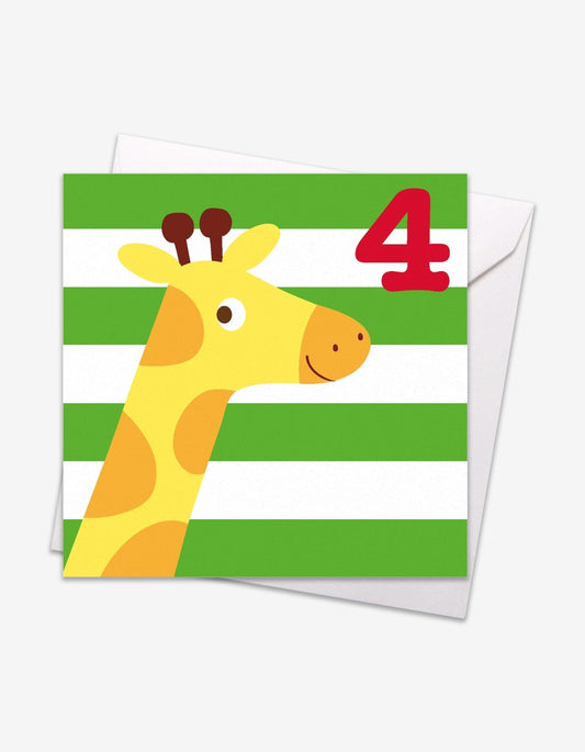 Age 4 Giraffe Birthday Card - Toby Tiger UK Retail