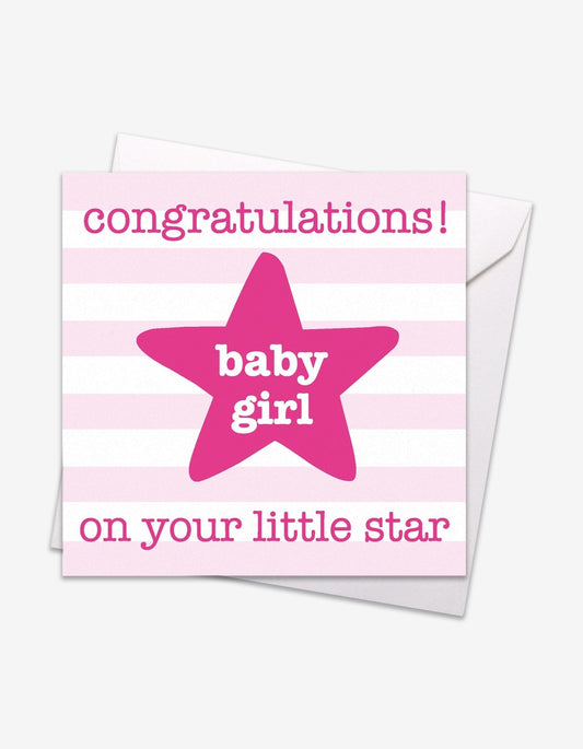 Pink Star Baby Card - Toby Tiger UK Retail