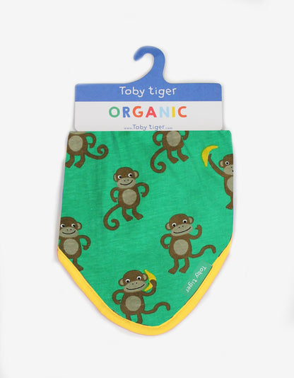 Organic Monkey Print Dribble Bib - Toby Tiger UK Retail