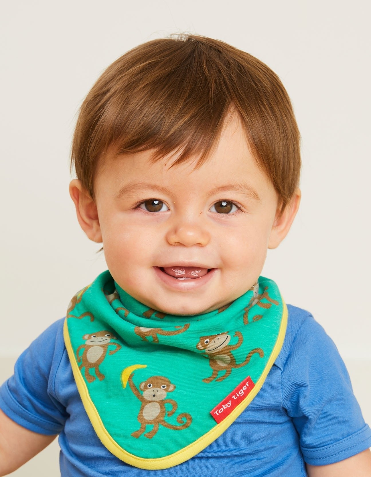 Organic Monkey Print Dribble Bib - Toby Tiger UK Retail