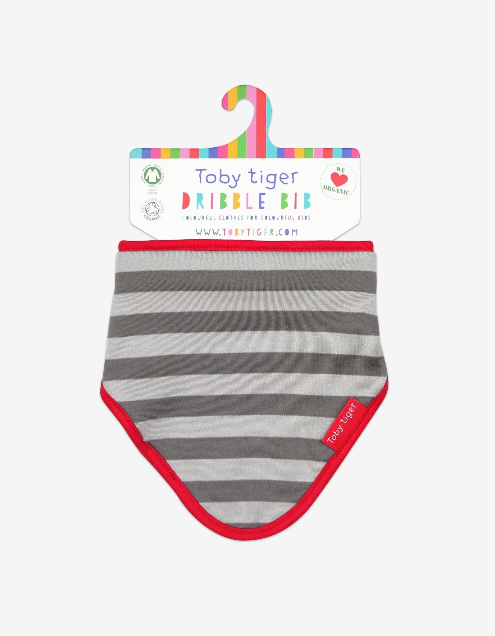 Organic Grey Stripe Dribble Bib - Toby Tiger UK Retail