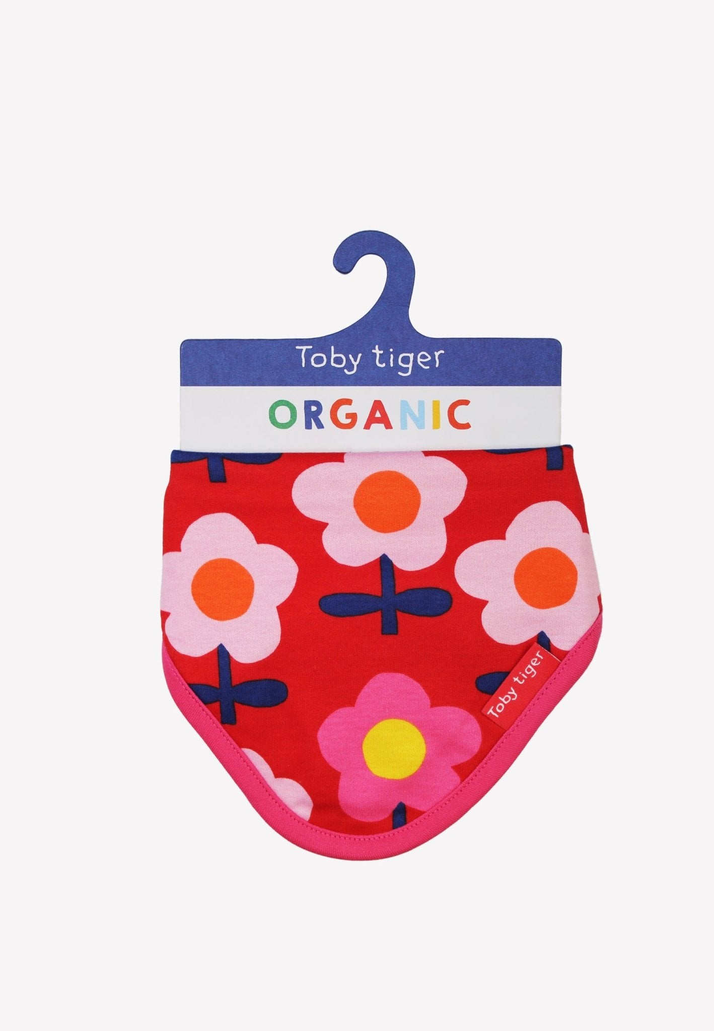 Organic Pink Flower Print Dribble Bib - Toby Tiger