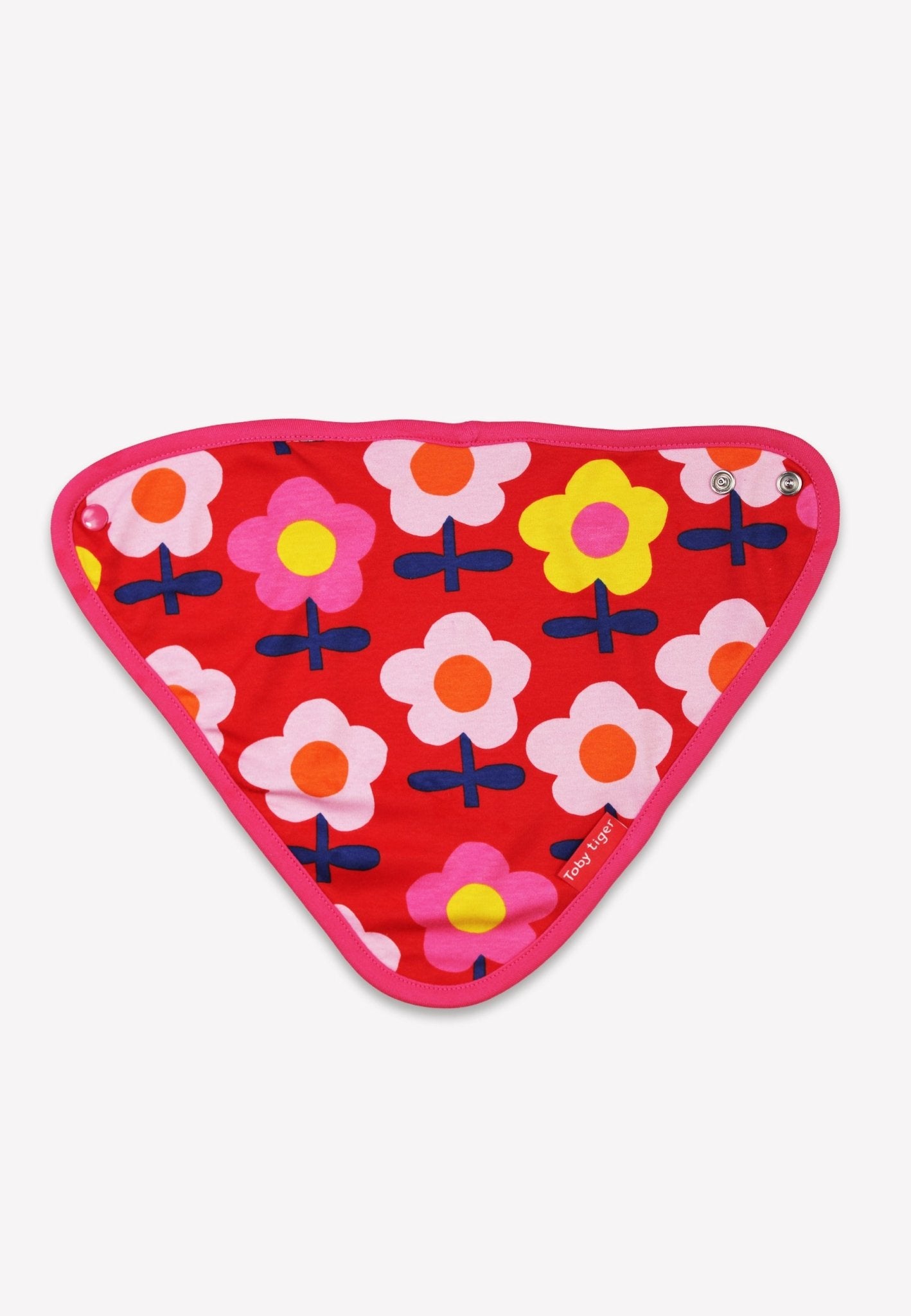 Organic Pink Flower Print Dribble Bib - Toby Tiger