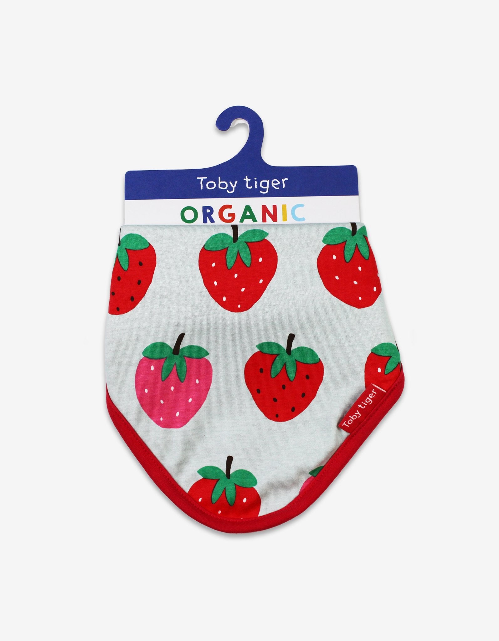 Organic Strawberry Print Dribble Bib - Toby Tiger UK Retail