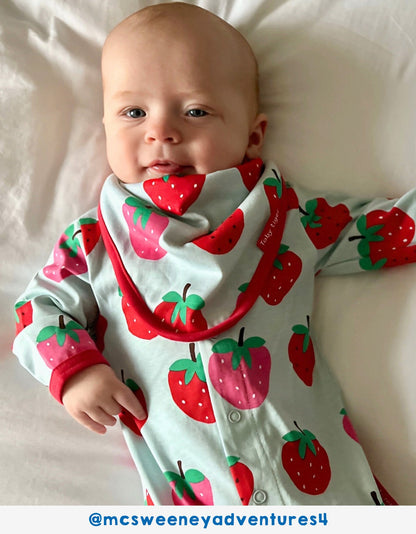 Organic Strawberry Print Dribble Bib - Toby Tiger UK Retail