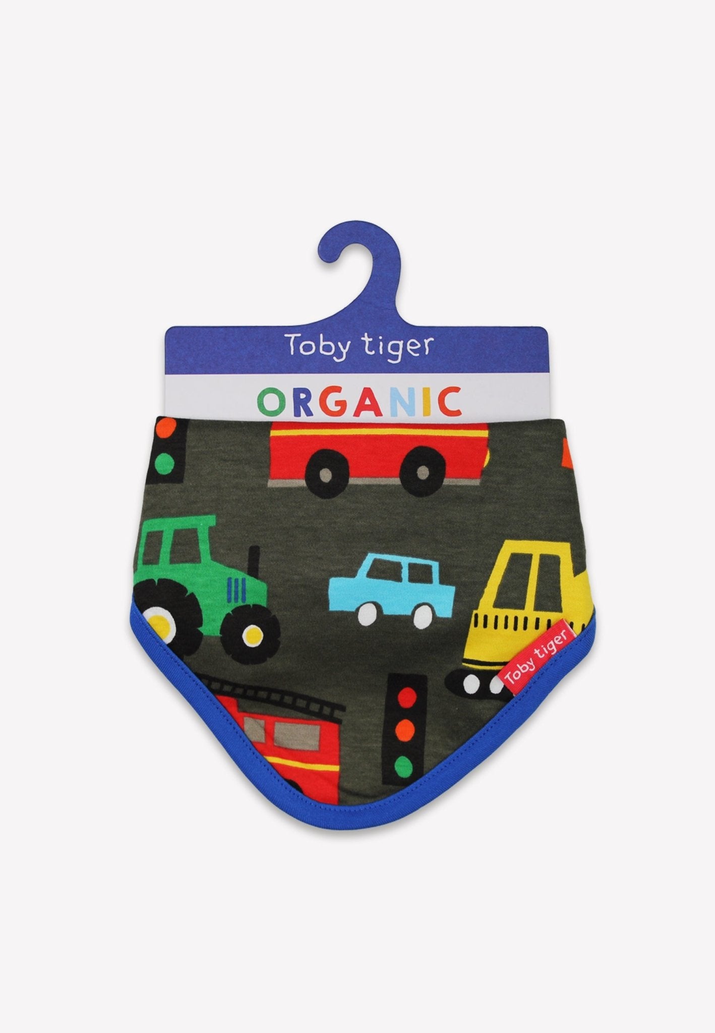 Organic Transport Print Dribble Bib - Toby Tiger