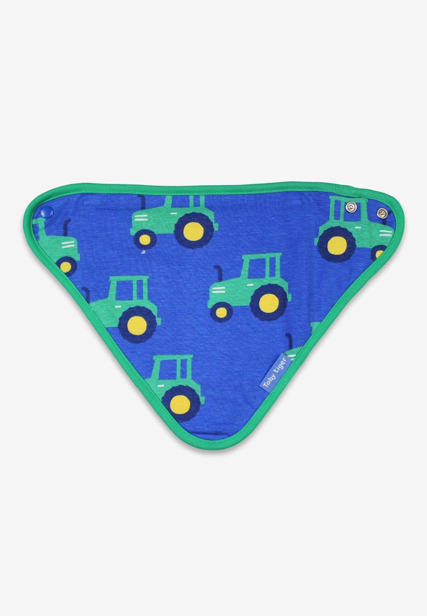 Organic Hillside Tractor Print Dribble Bib - Toby Tiger