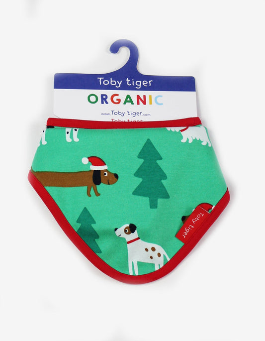 Organic Christmas Dog Print Dribble Bib - Toby Tiger UK Retail