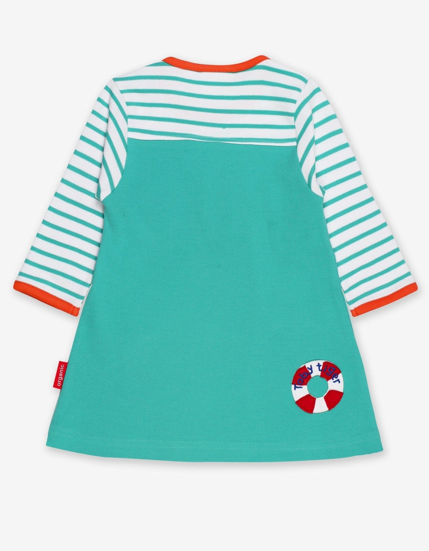 Organic Teal Seagull Applique Dress - Toby Tiger UK Retail