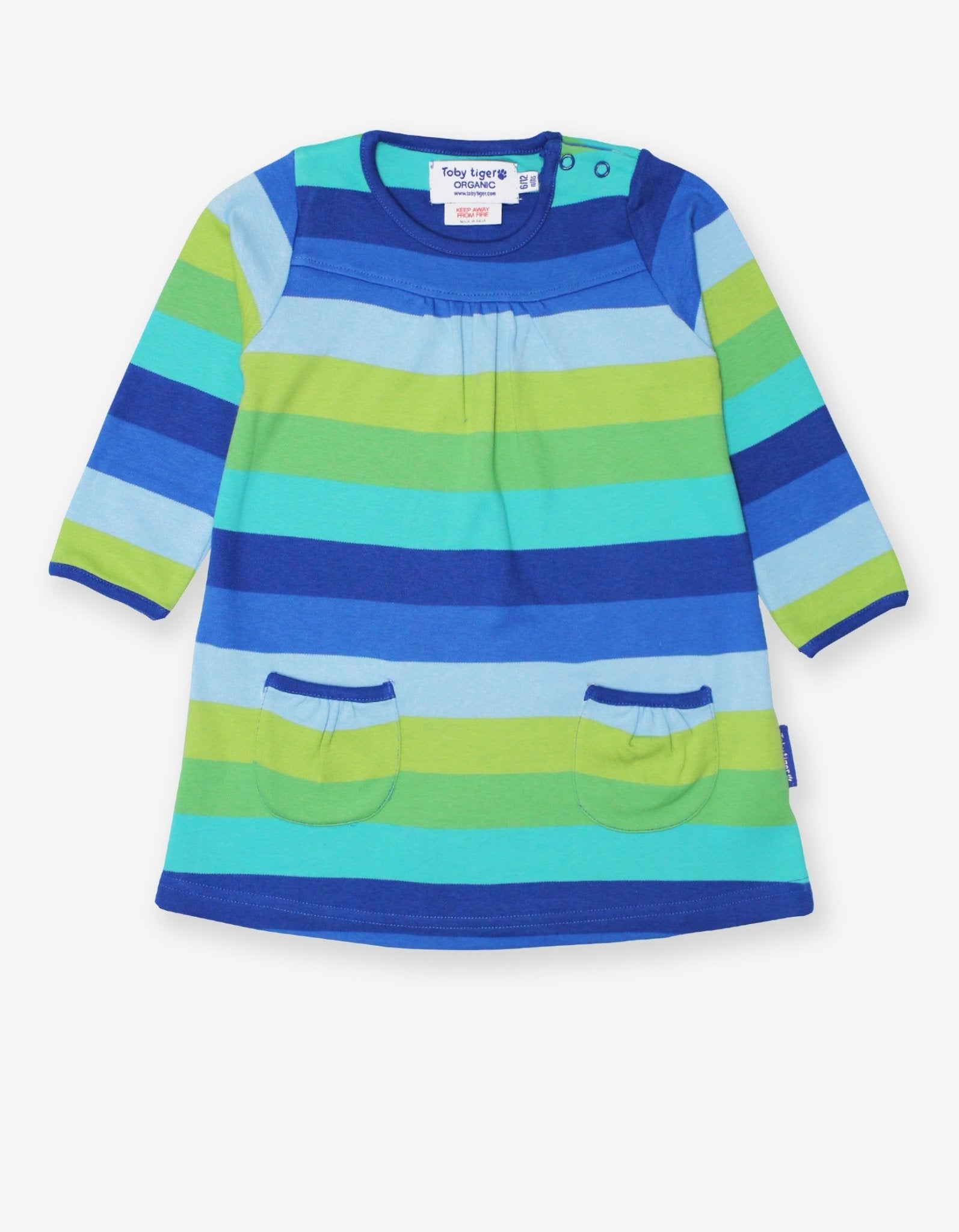 Organic Blue Multi Stripe Dress - Toby Tiger UK Retail