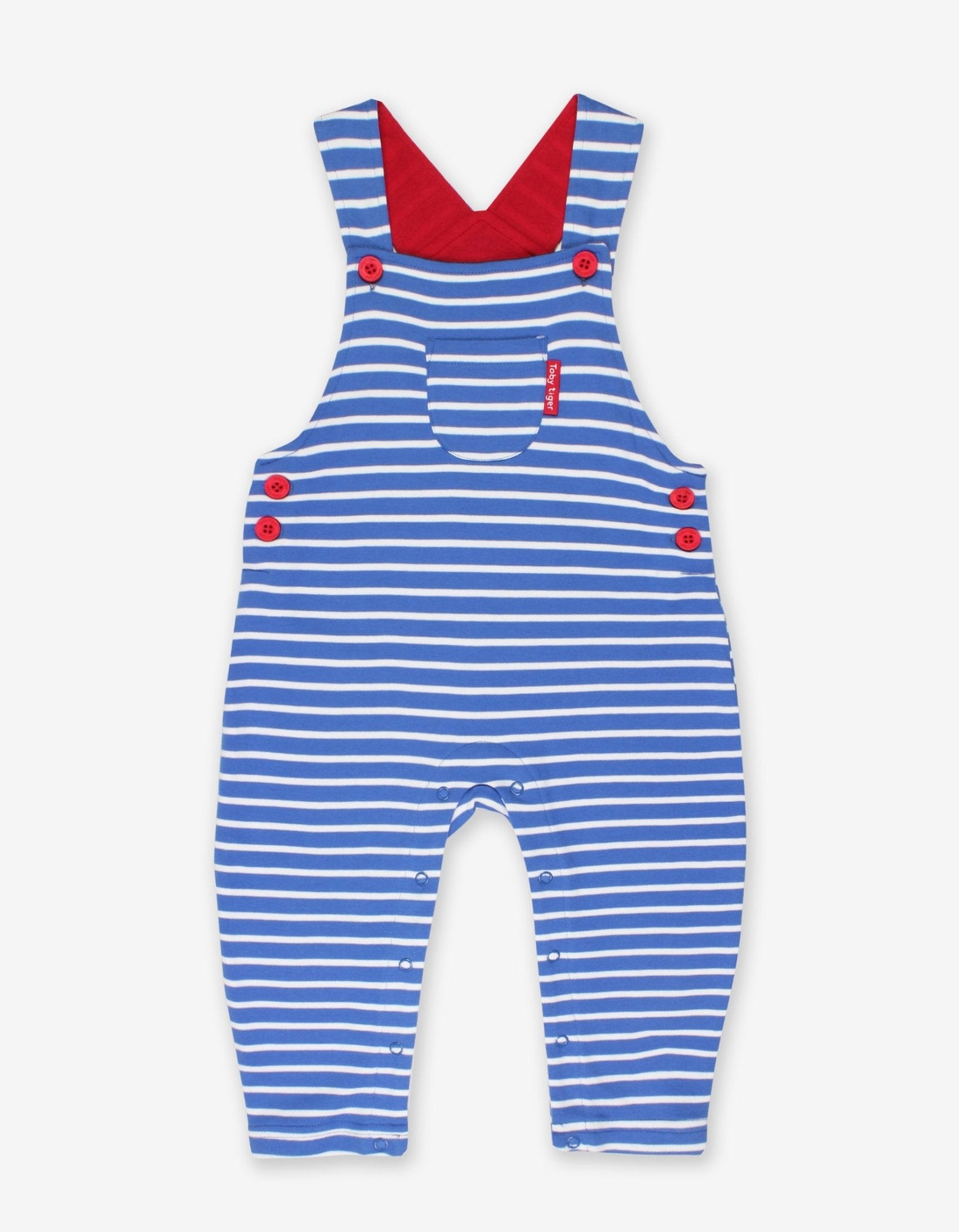 Organic Blue Breton Stripe Dungarees - Toby Tiger UK Retail