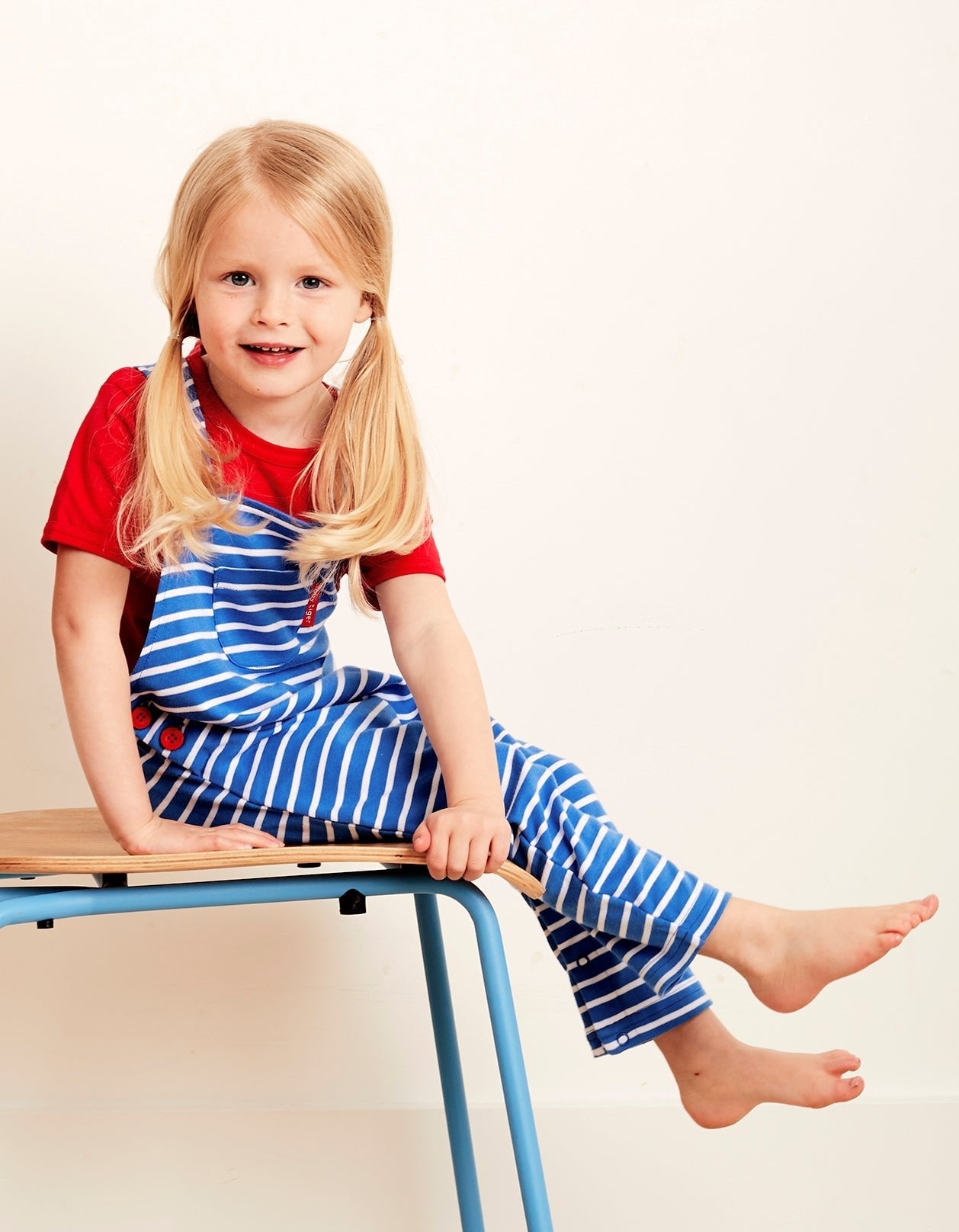 Organic Blue Breton Stripe Dungarees - Toby Tiger UK Retail