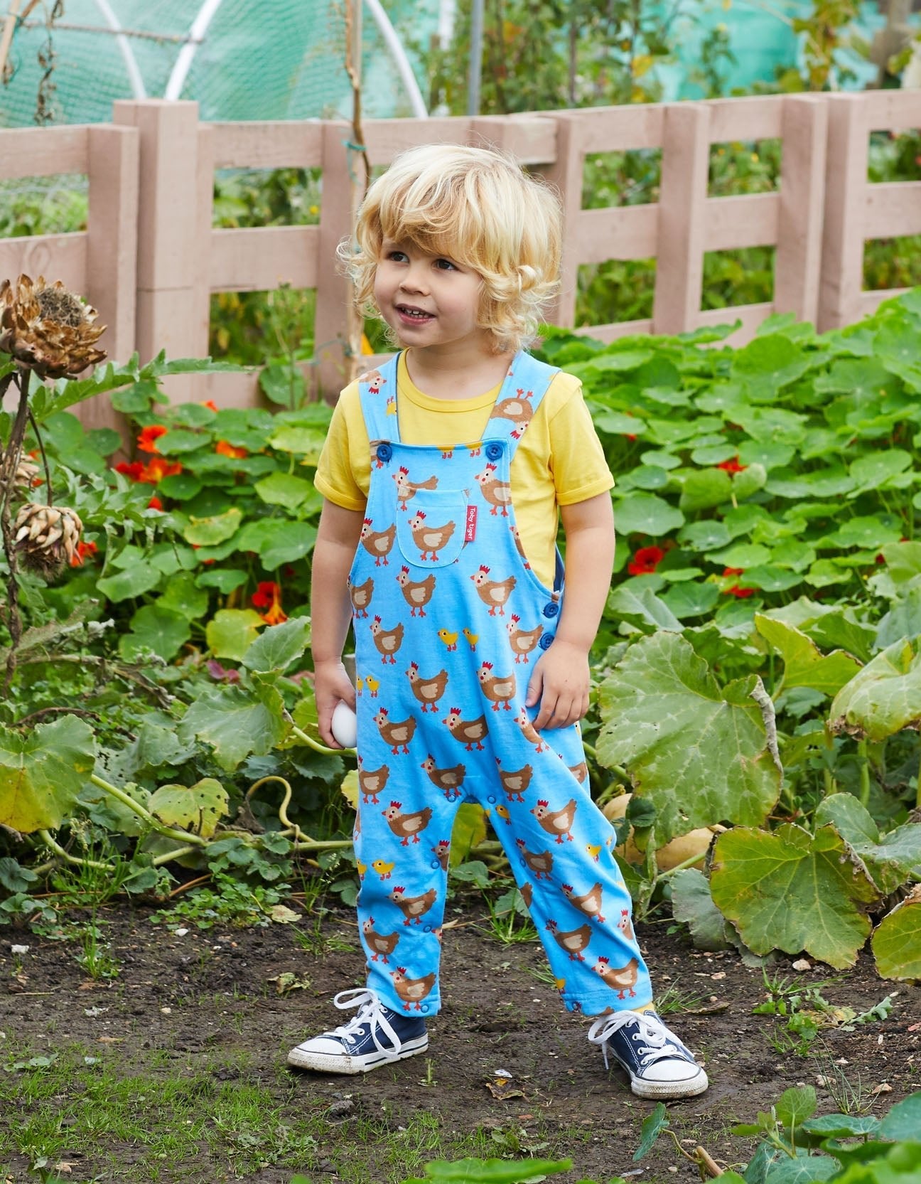 Organic Chicken Print Dungarees - Toby Tiger UK Retail