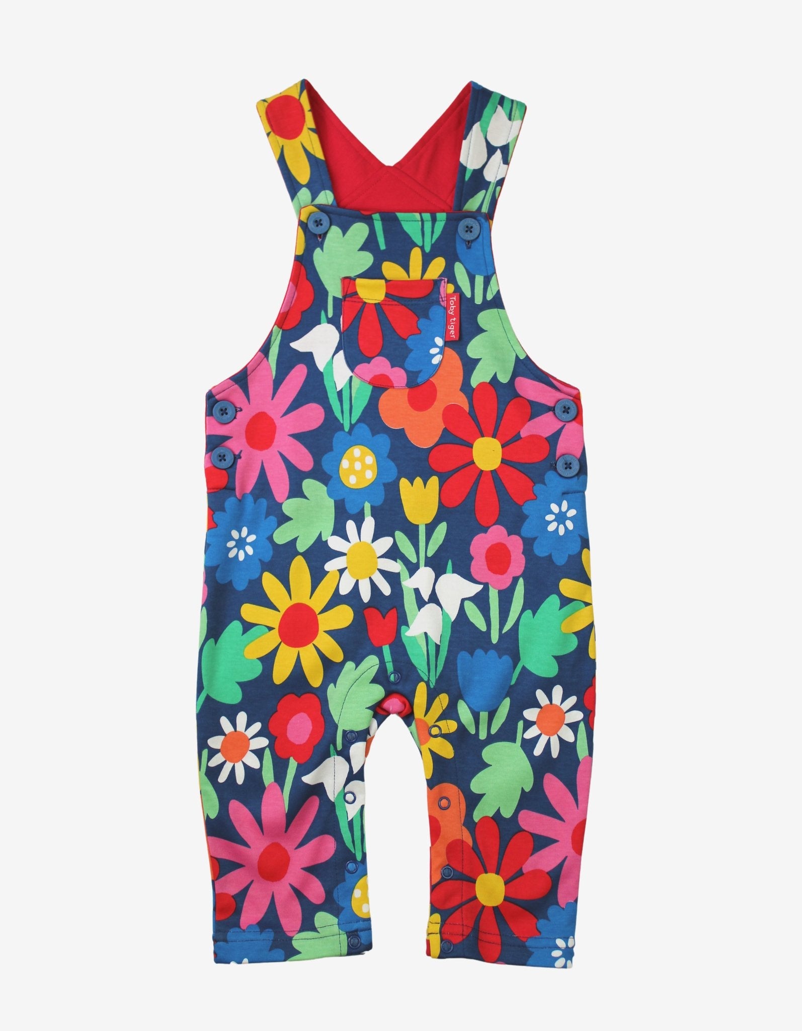 Organic Bold Floral Print Dungarees - Toby Tiger UK Retail