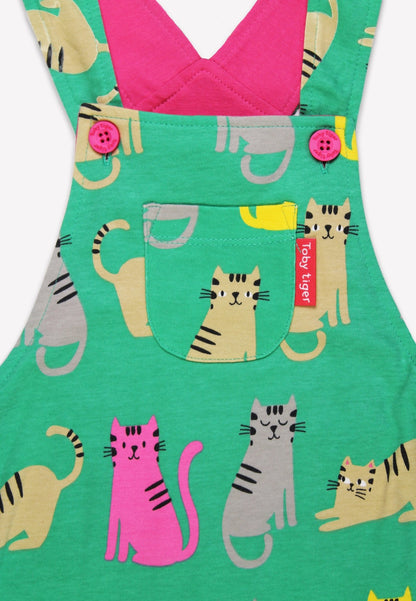 Organic Kitten Print Dungarees - Toby Tiger