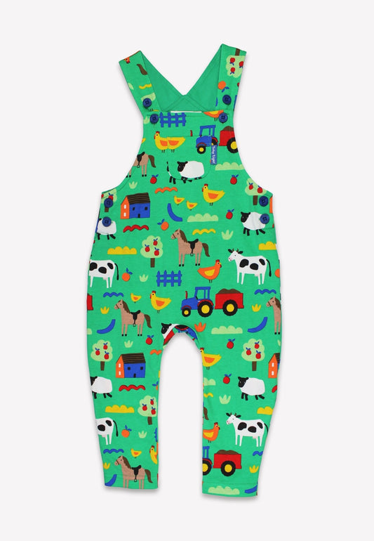 Organic Hillside Print Dungarees - Toby Tiger