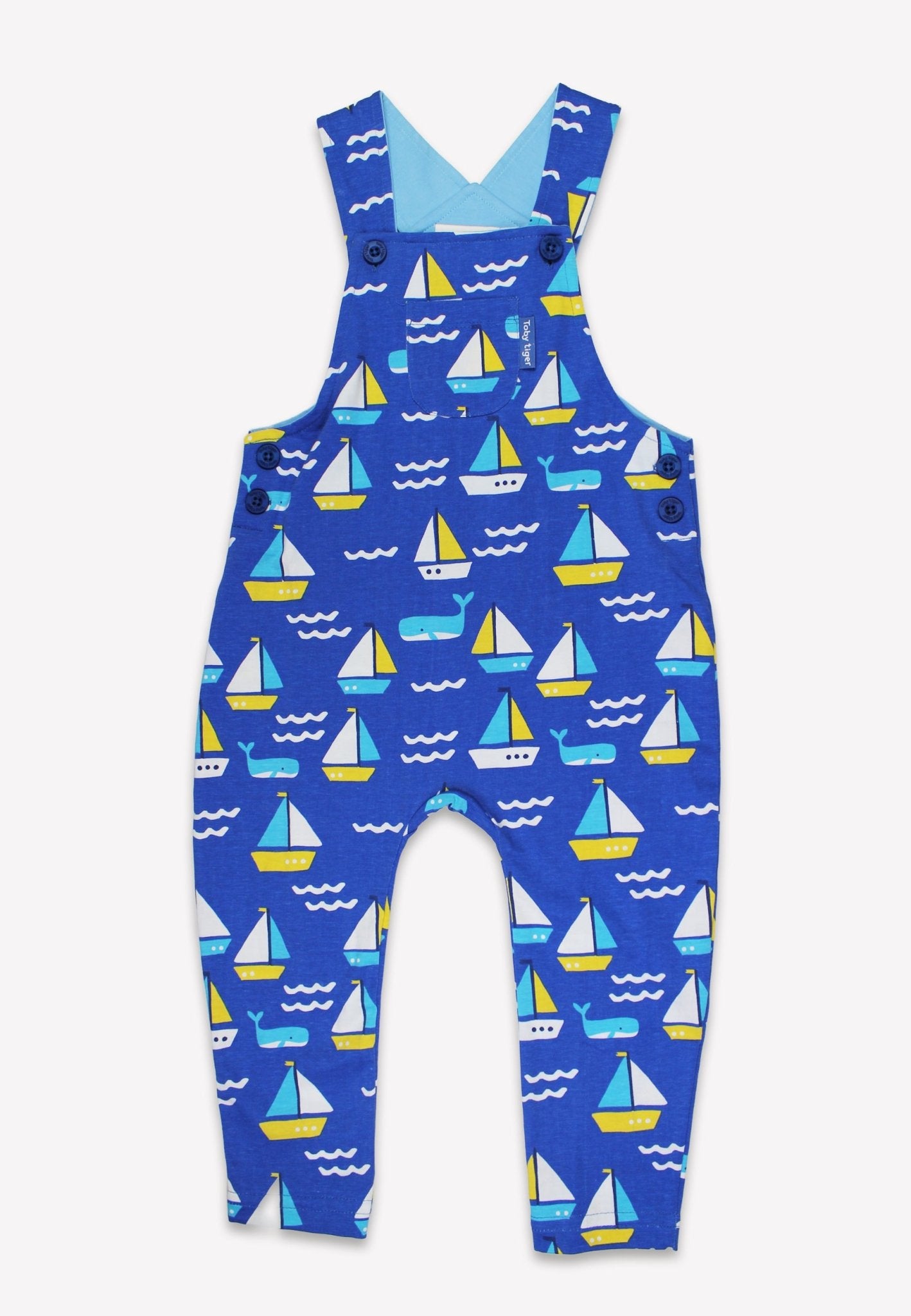 Organic St Ives Print Dungarees - Toby Tiger