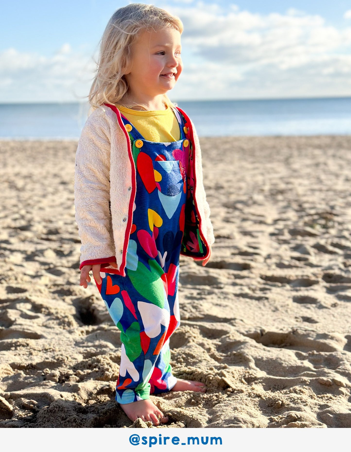 Organic Heart Print Dungarees - Toby Tiger UK Retail