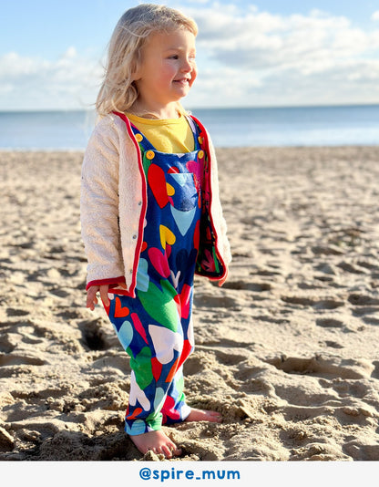 Organic Heart Print Dungarees - Toby Tiger UK Retail