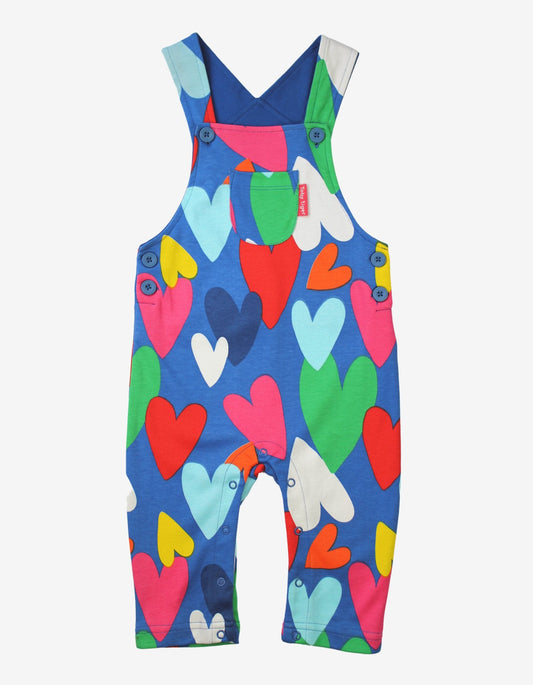 Organic Heart Print Dungarees - Toby Tiger UK Retail