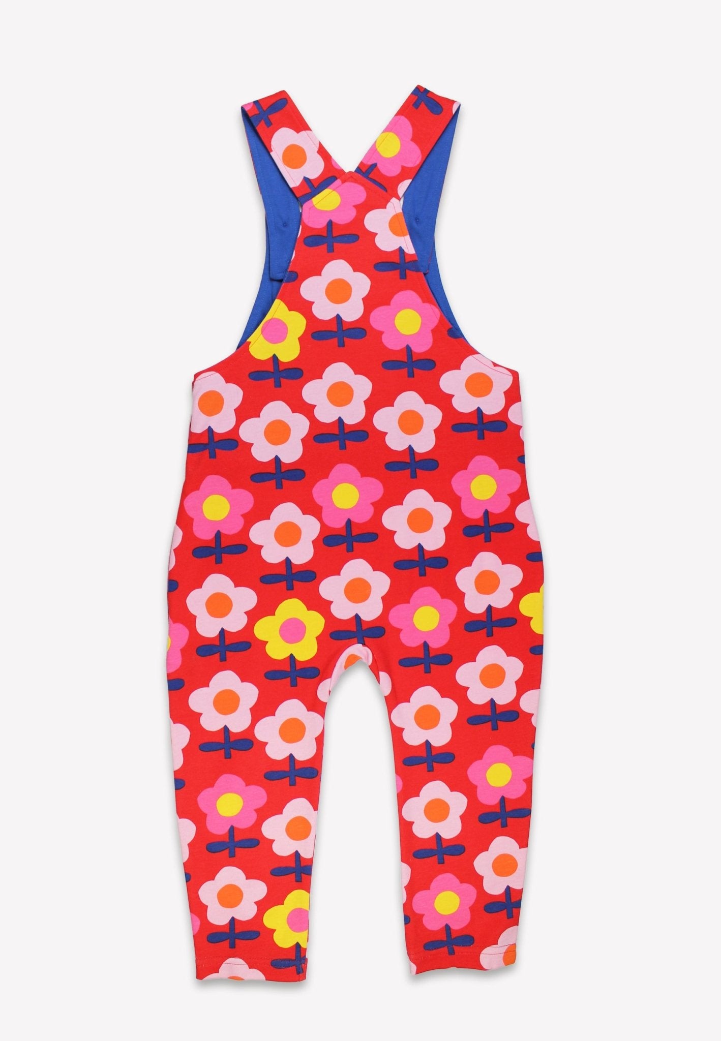 Organic Pink Flower Print Dungarees - Toby Tiger