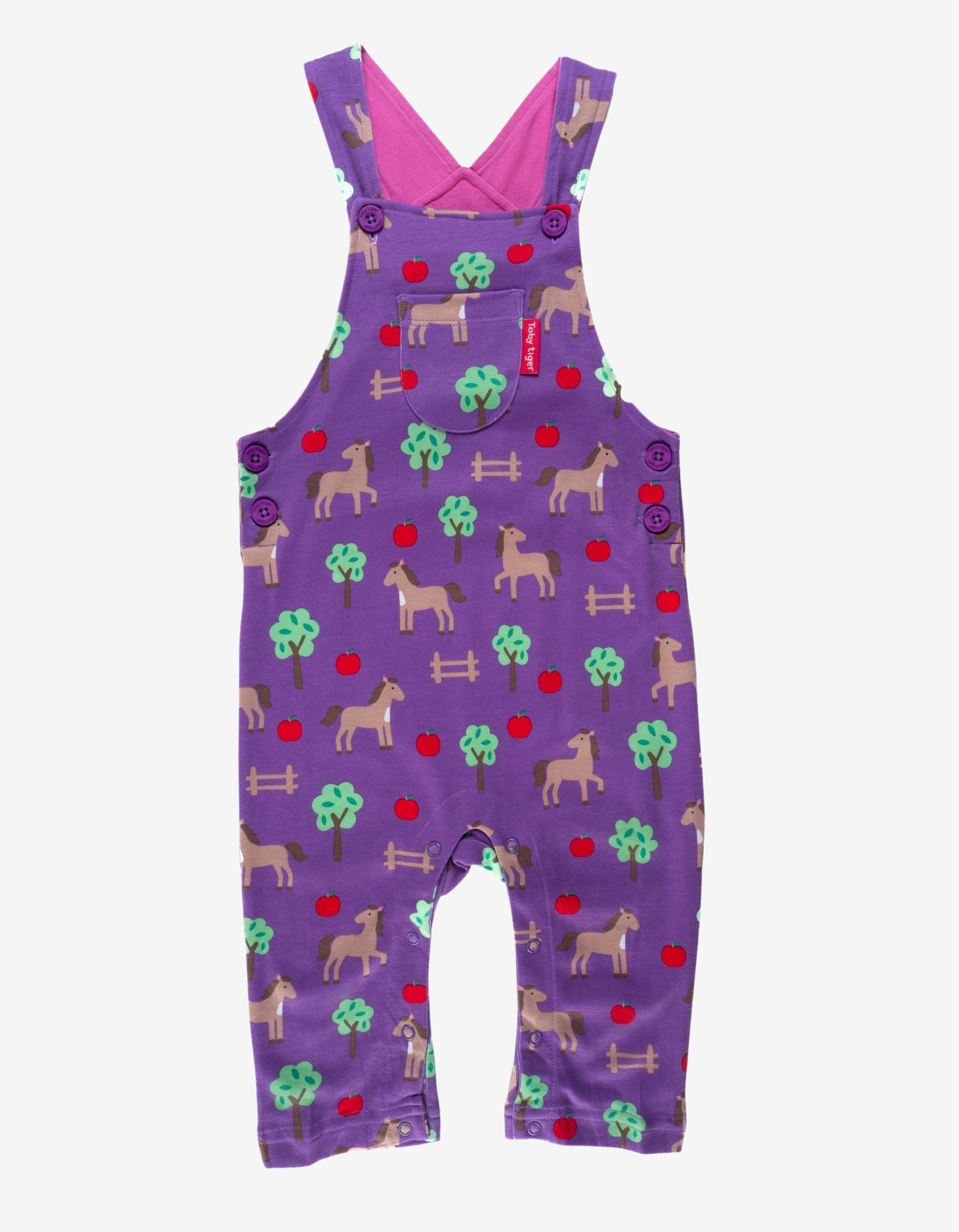 Organic Horse Print Dungarees - Toby Tiger UK Retail