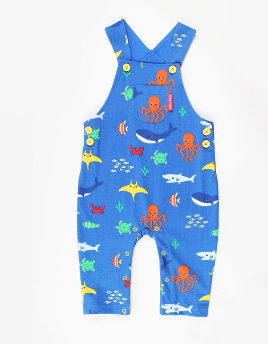 Organic Sealife Print Dungarees - Toby Tiger UK Retail