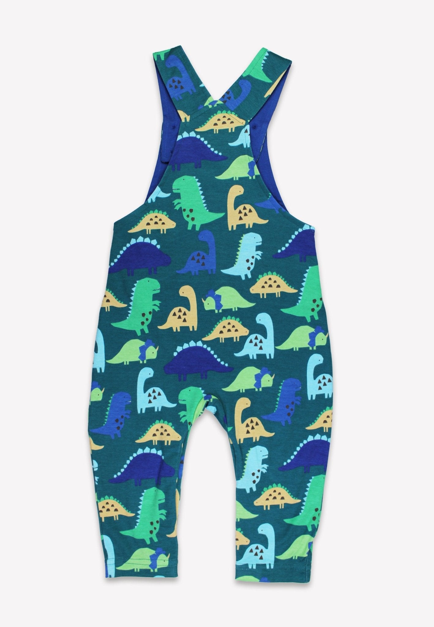 Organic Tonal Dinosaur Print Dungarees - Toby Tiger