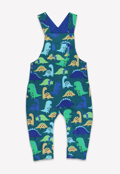 Organic Tonal Dinosaur Print Dungarees - Toby Tiger