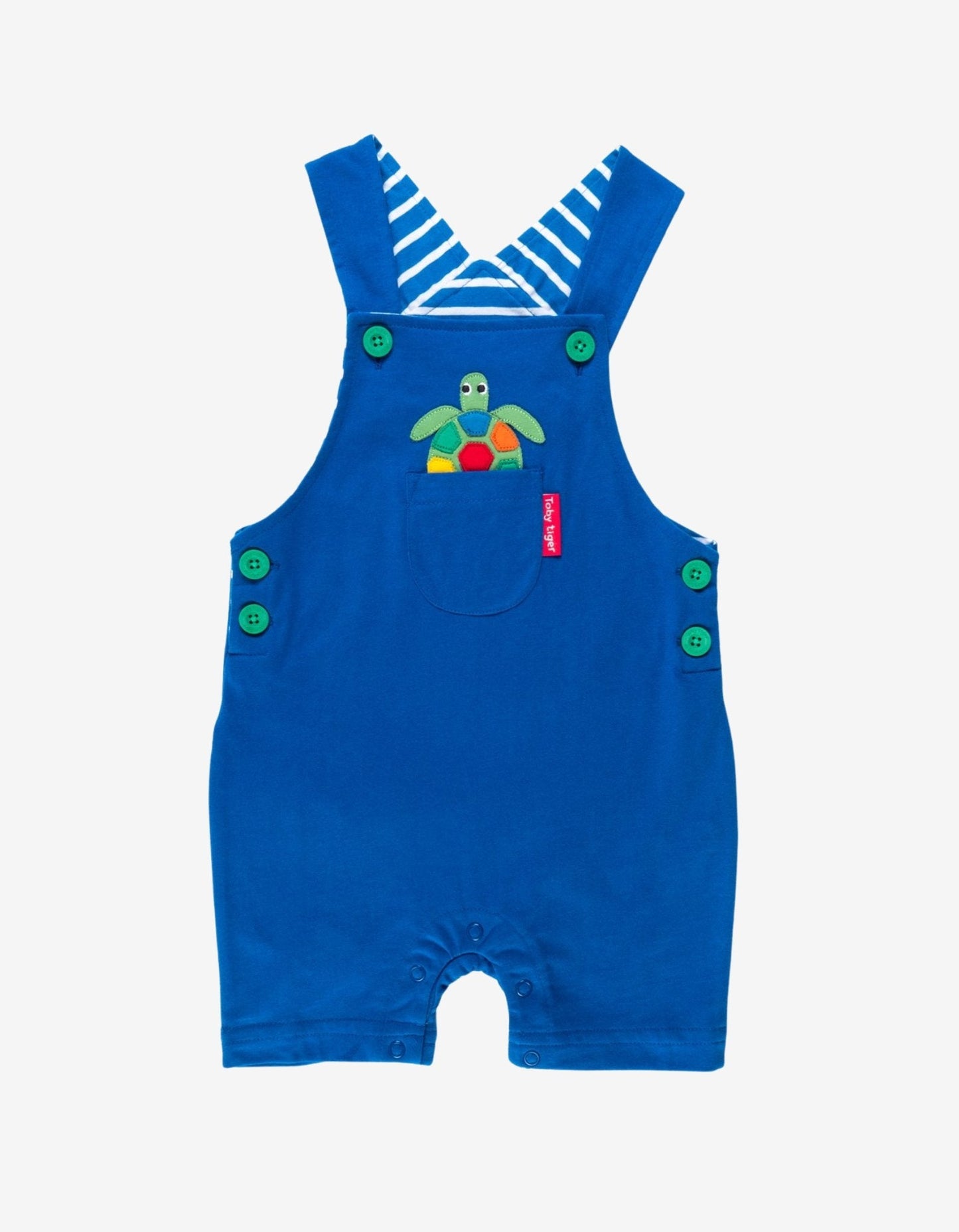 Organic Turtle Applique Dungaree Shorts - Toby Tiger UK Retail