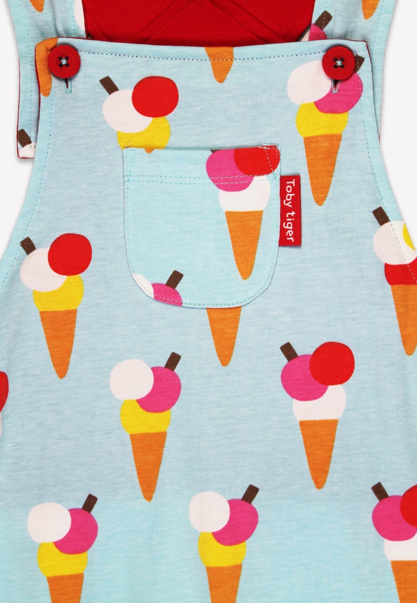 Organic Ice Cream Cones Print Dungaree Shorts - Toby Tiger