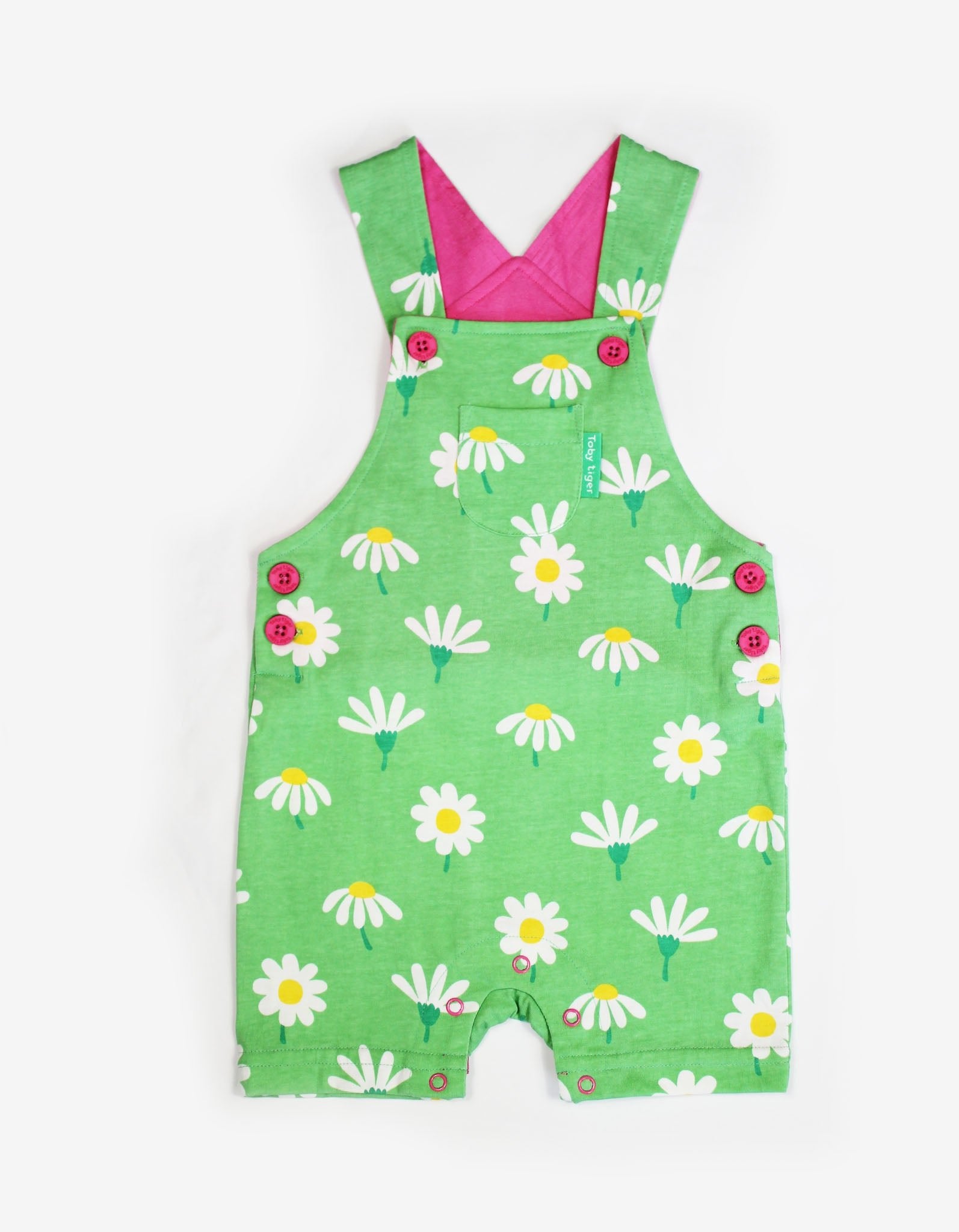 Organic Daisy Print Dungaree Shorts - Toby Tiger UK Retail