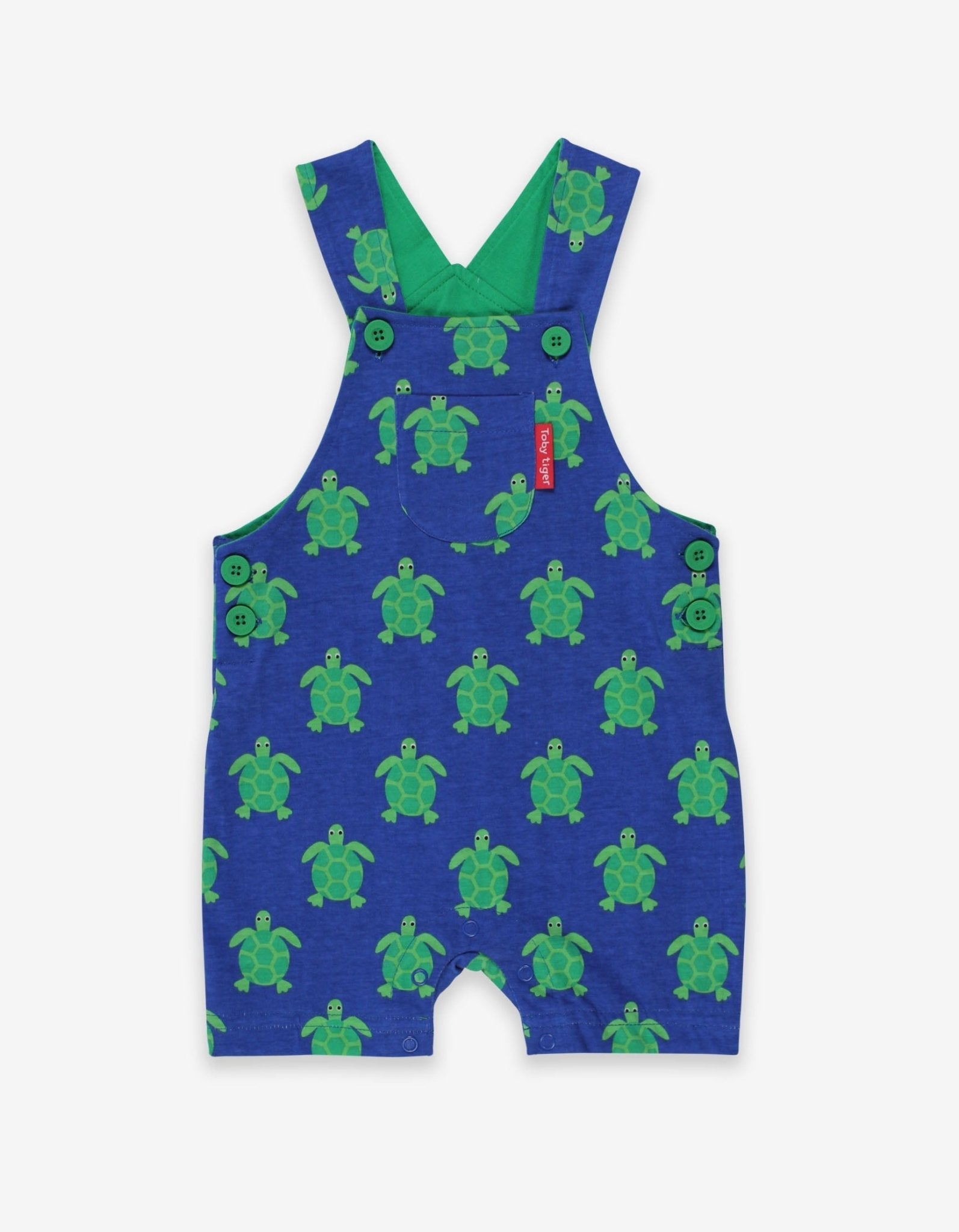 Organic Turtle Print Dungaree Shorts - Toby Tiger UK Retail