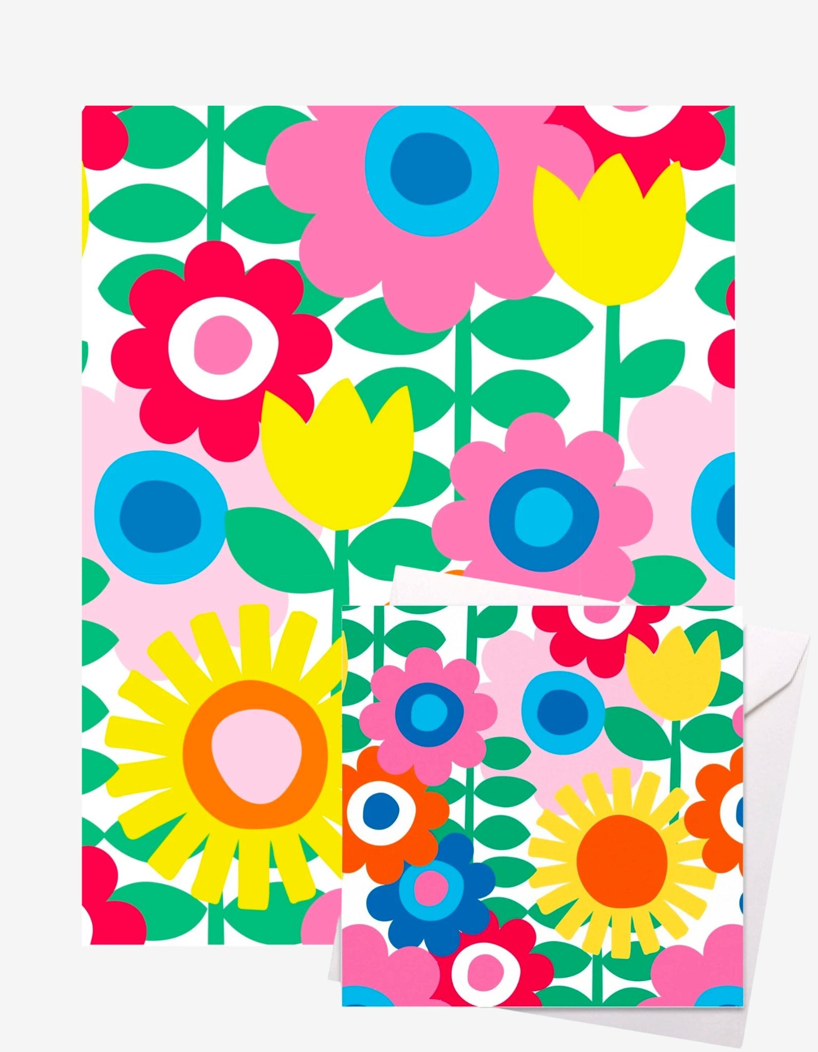 Flower Power Gift Wrap + Personalised Card Bundle - Toby Tiger UK Retail