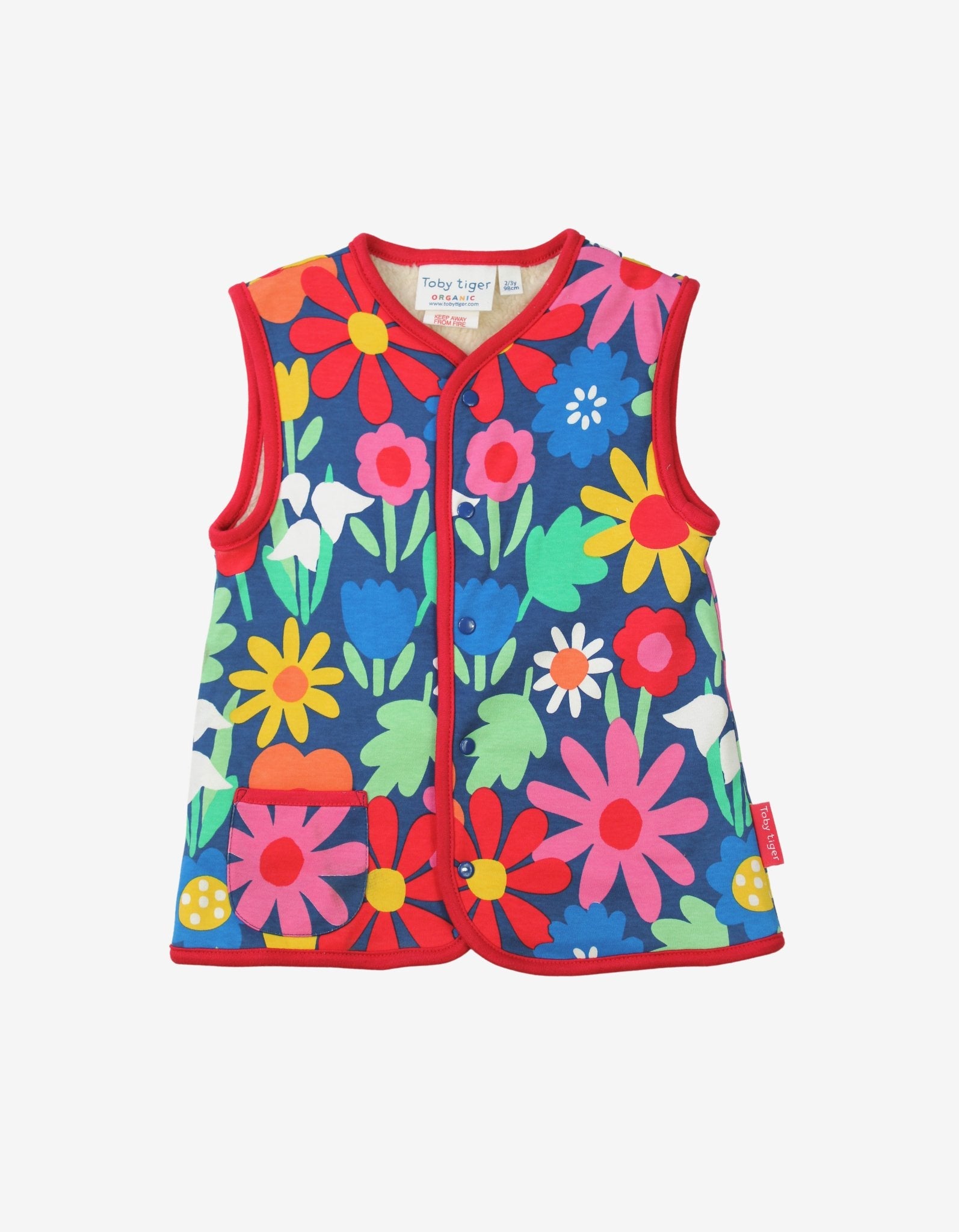 Organic Bold Floral Reversible Gilet - Toby Tiger UK Retail