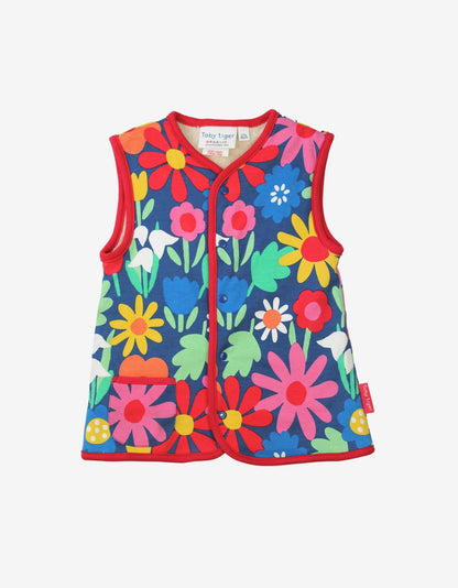 Organic Bold Floral Reversible Gilet - Toby Tiger UK Retail