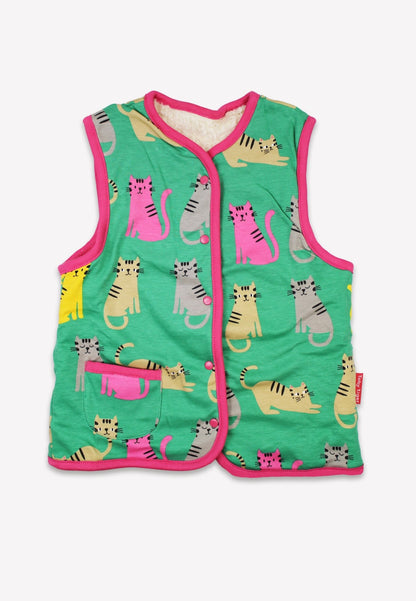 Organic Kitten Print Reversible Gilet - Toby Tiger