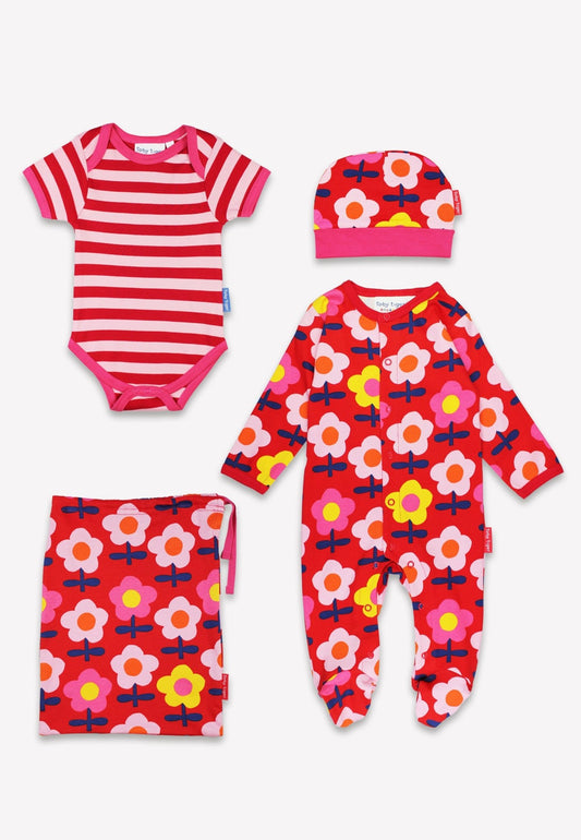 Organic Pink Flower Print Baby Gift Set - Toby Tiger