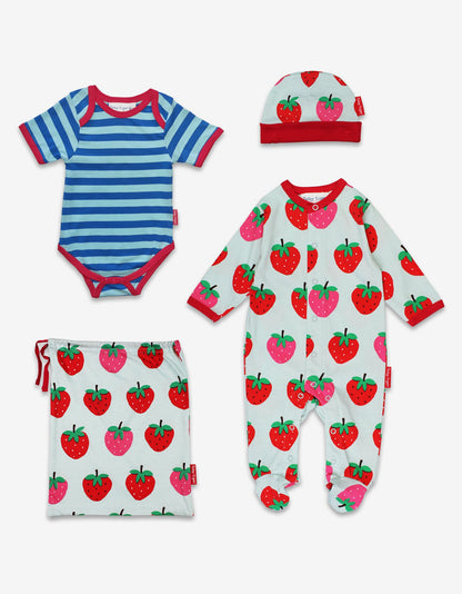 Organic Strawberry Print Baby Gift Set - Toby Tiger UK Retail